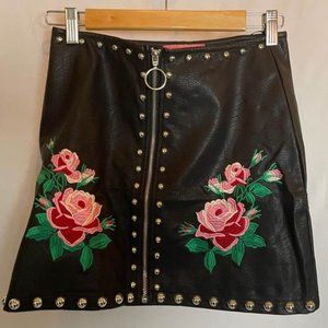 Floral faux leather embroidered skirt - new with tag